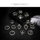 15pcs/set Bohemia Flower Ring Women Geometric Knuckle Finger Rings Jewelry A