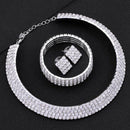 3pcs Women Crystal Wedding Bridal Necklace Earrings Bracelet Jewellery Set Gift