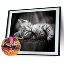 5D DIY Diamond Painting Lying Cat Full Round Drill Embroidery Home Decor