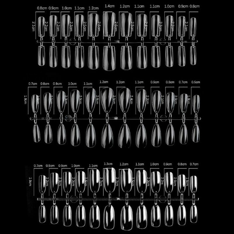 216Pcs 3IN1  Acrylic False All French Nail Art Tips Nail Art Natural DIY ToSEAU