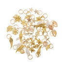 50pcs Shell Star Cross Leaf Hair Ring Braid Rings Loops Headband Accessories