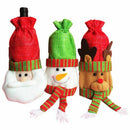 3pcs Christmas Wine Bottle Bag Gift Wrap Drawstring Pouch Santa Deer Snowma