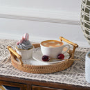 Rattan Handwoven  Severing Tray Food Storage Platters Plate Over HandlesS Ew
