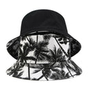4X(Canvas Fisherman Hat Unisex Printed Coconut Tree Double-Sided Wearing CaH2B3)