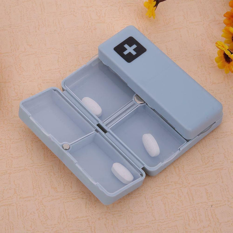 7 Grids Weekly Pill Box Magnet Lid Tablet Storage Box Pill Splitter(Blue)
