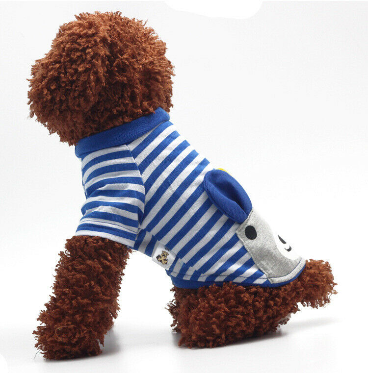 2x Dog Pet Soft Puppy Coat Stripe Top T-shirt Cute