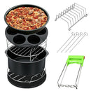 1X(8Pcs 8 Inch Air Fryer Frying Cage Dish Baking Pan Rack Pizza Tray Pot Ac