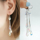 Crystal Charm Rhinestone Bride Earrings Long Tassel Ear Stud Dangle Earrings