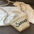 Straw Messenger Bags Woven Beach Crossbody Women Shoulder Handbags (Beige)