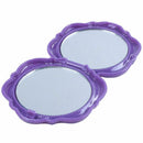 Rose Pattern Round Shaped Two Side Folding Metal Cosmetic Mirror Purple W3L1