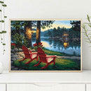 5D DIY Full Drill Diamond Painting Lakeside Chair Cross Stitch Mosaic Kits