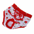 Small Female Pet Puppy Dog Clothes Physiological Sanitary Diaper Pant Red+W W5S1