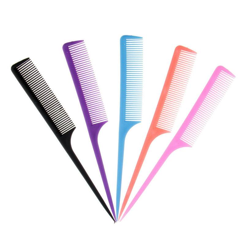 (5 Colors) 9'' Rat Tail Comb Fine-tooth Hair Comb with Thin and Long Handle