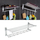 1pc Punch-free Towel Rack Space Aluminum Flexible Folding Double-layer Towe
