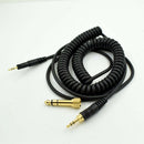Replacement Upgrade Audio Spring Cable Black For ATH-M40x & ATH-M50X Headphones