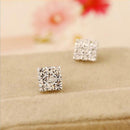 Mens Womens Clip On Earrings Rhinestone Diamante Square Magnetic Jewelry