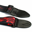Red Flame Print Guitar Adjustable Strap Buckle Black + Red