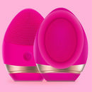 Red Electric Rechargeable Sonic Vibrating Waterproof Silicone Face Cleansin