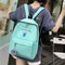 4pcs/Set Women Canvas Backpack Teenage Girls Shoulder Schoolbag (Green)