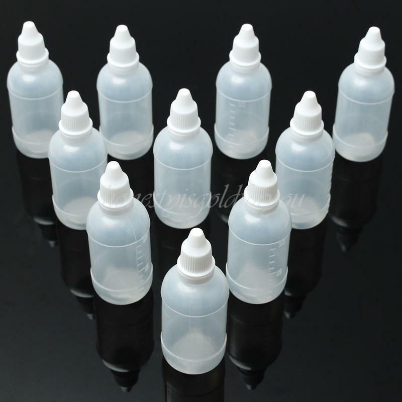 10x 50ml Eye Liquid Solvents Stock Screw Cap Lids Dropper Bottles With Scale