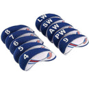 10Pcs Golf Head Cover Club Iron HeadCovers Protect Neoprene Deco set