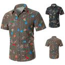 Fashion Men'S Short Sleeve Shirts Hawaiian Beach Shirt Summer Casual Flower
