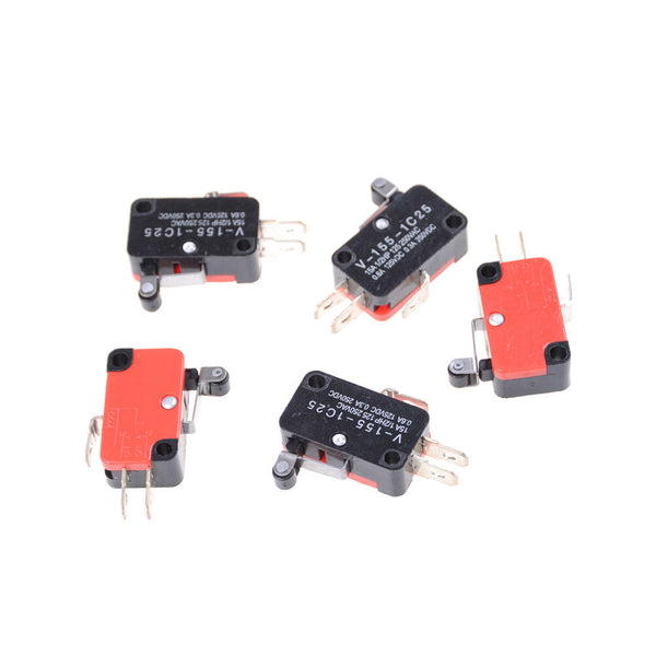 5Pcs SPDT V-155-1C25 Short Hinge Roller Lever Control Limit Micro Switch  Gn