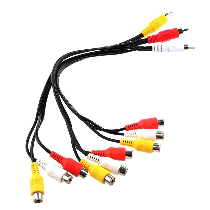 3 RCA Male Jack to 9 RCA Female Plug Splitter Audio Video AV Adapter Cable