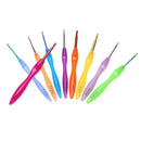 9pcs/lot Tool ABS Rainbow Plastic Handle Alumina Crochet Needle