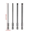 4Pcs 100mm 3mm-6mm 1/4" Hex Shank Slotted Screwdriver Bit S2 Magnetic Flat Head