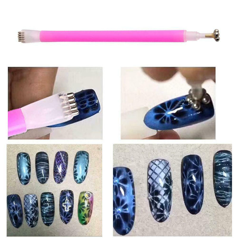 Plum Blossom Magnet Pen Cats Eye Gel Double Head Nail Beauty Art Tool