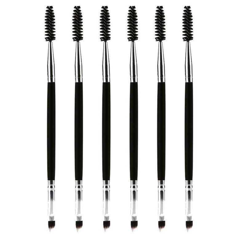 6pcs Double Ended Eyebrow Brush Eyelash Brush Wooden Handle Eye Makeup Tool