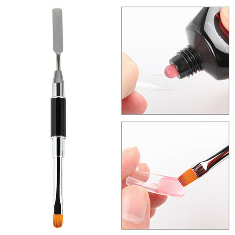 2pcs UV Gel Nail Brush Oval Hair Nail Art Pen Metal Handle Manicure Nail Tools