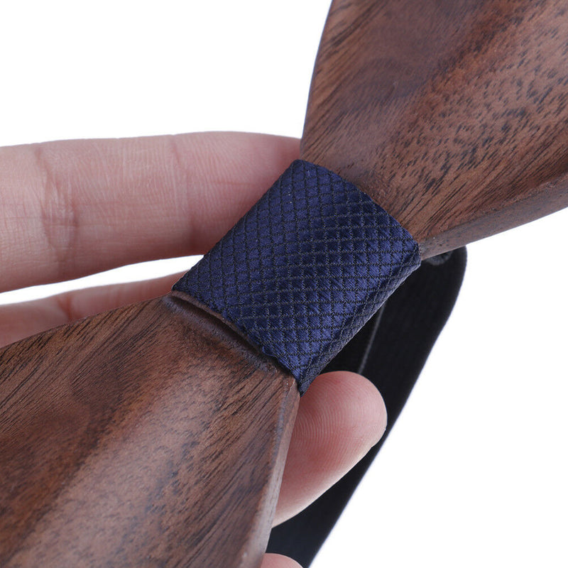 Wooden tie pocket square cufflink wood bow tie wedding wooden bow ties set A BX