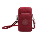 Women Nylon Messenger Bag Arm Pack Sports Mobile Phone Pouch (Wine Red)