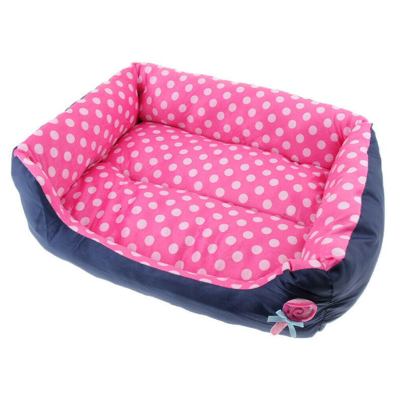 Pet Sofa Shape Dot Print Bed For Cats or Small Medium Dogs Pink