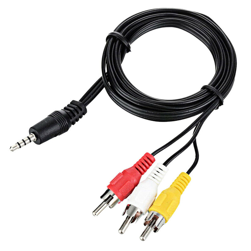 3.5mm to 3 RCA AV A/V Audio Video TV Cable for Sony DSLR DV Camcorder