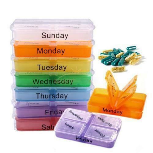 Portable Medicine Weekly Storage Pill 7 Day Tablet Sorter Box Container Case