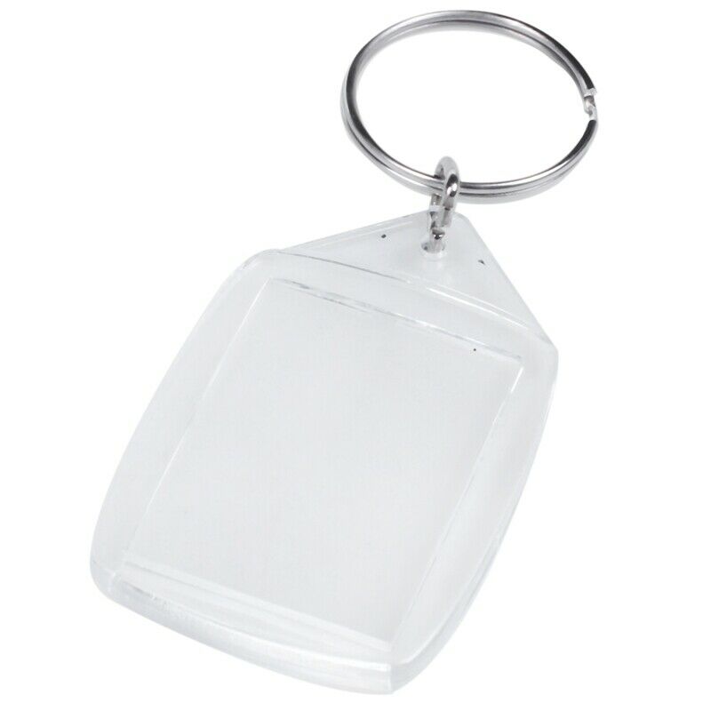 50x Clear Acrylic Plastic Blank Keyrings Insert Passport Photo Keychain Key K8N1