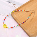 Bohemia Colorful Beads Smile Face Pendant Choker Necklace Clavicle Jewelry Gi JR