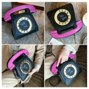 Telephone Shaped Women Retro Cross Body Bag PU Leather Clutch Purse Chain B