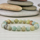 Stylish Trendy Natural Amazonite Stone Strech Bracelet Elastic Men Women Jewelry