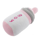 Pet Dog Puppy Cat Play Plush Baby Bottle Nipple Squeaky Sound Chew Toys Pink