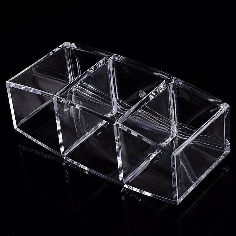 1pc 3 Lattices Acrylic Clear Cosmetic Organizer Makeup Brushes Pen Storage Box