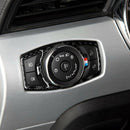 Carbon Fiber Headlight Switch Trim Cover Red+White+Blue for Ford Mustang 15-17