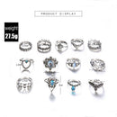Boho Cool 13x Blue Crystal Turtle Finger Rings Knuckle Midi Ring Jewelry