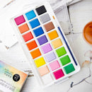 Watercolor Pigment Set 24 Colors Solid With Water Brush New I0U0
