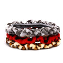 3Pcs /Set Red Leopard Fluff Plush Steering Wheel Cover Winter Car Accessory 3C