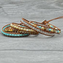 Jewelry 5 Strands Natural Stone Bead Handmade Leather Bracelet Wrap Bracele