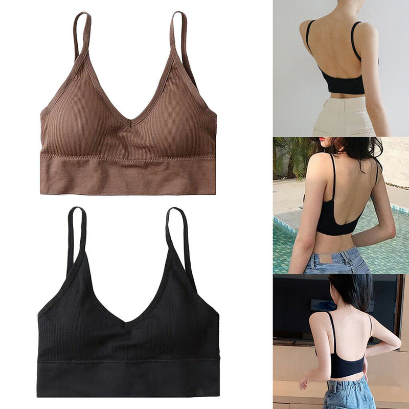 2PCS Women's Fashion Padded Bralette Summer Wirefree Comfort Bra Crop Top